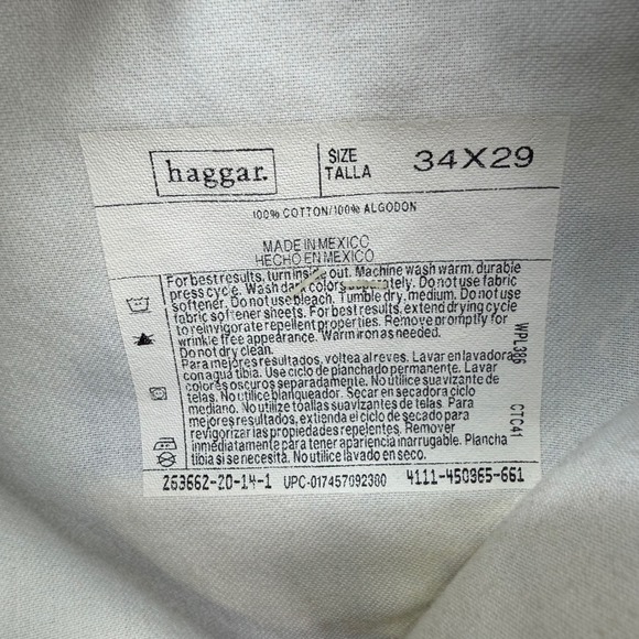 Haggar Chino Pants Mens 34x29 Mocha Brown Khakis Forever New Plain Front Chinos - Picture 4 of 13